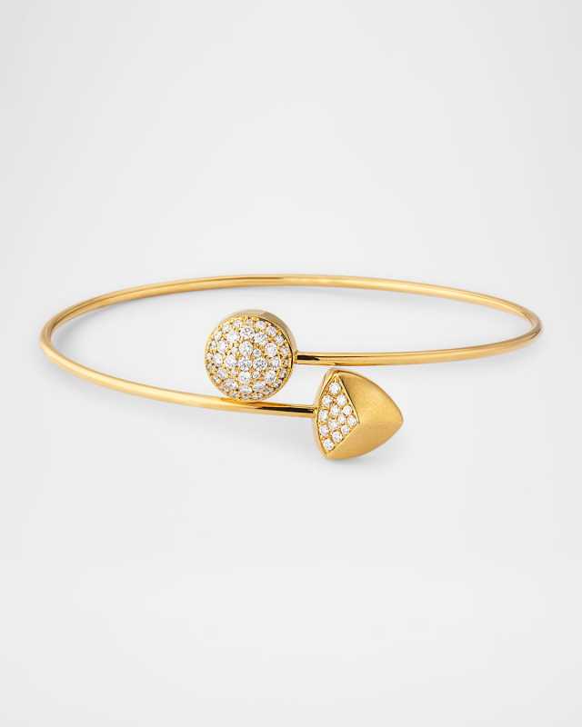 18K Yellow Gold Candy Bangle with Diamonds